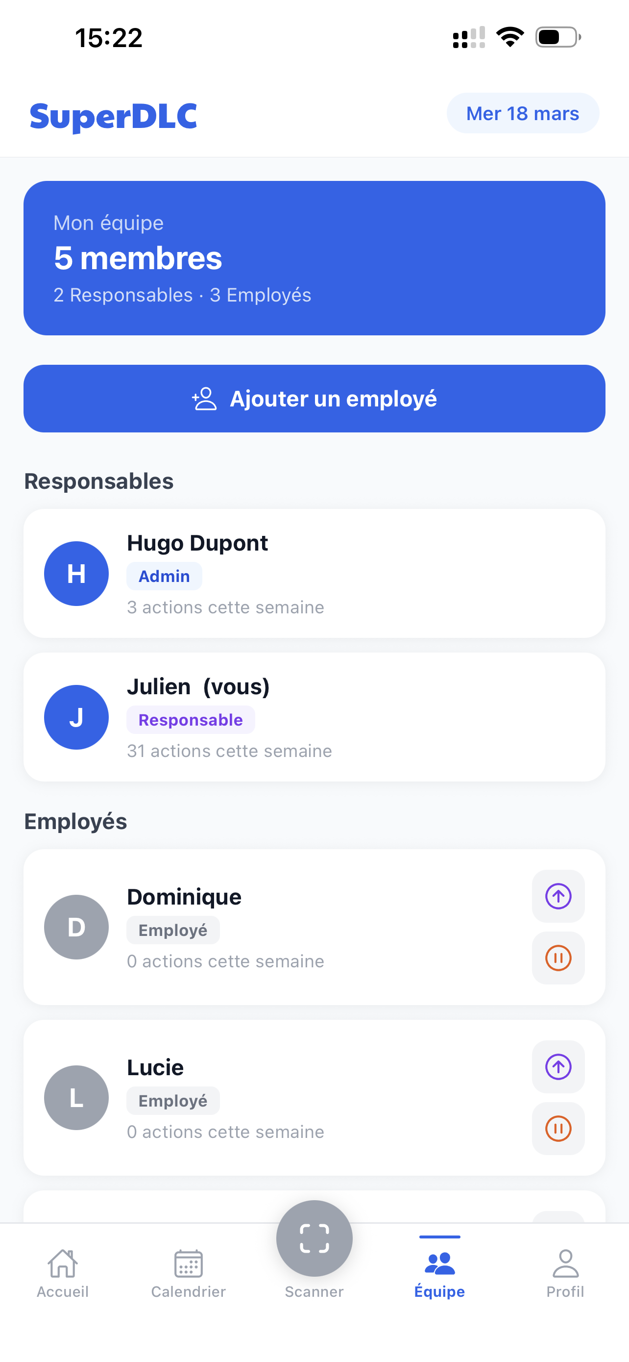 Gestion d'équipe SuperDLC